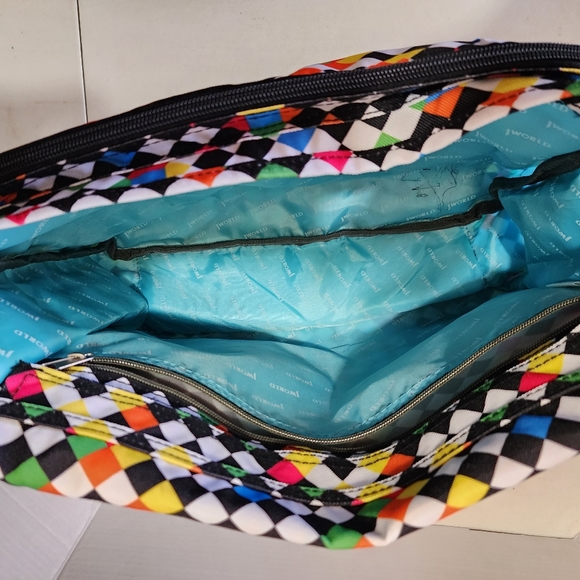 J World Unisex Terry 15" Messenger Bag, Checkers - Picture 3 of 5